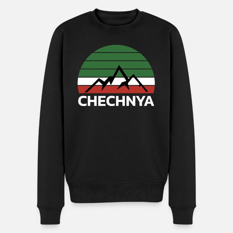 Chechnya Chechen Tschetschenien Tschetschene Flag - Männer Premium Bio Pullover - Schwarz