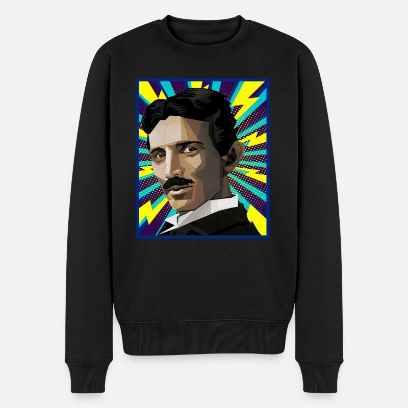 Nicola Tesla popart - Pull Premium bio Homme - noir