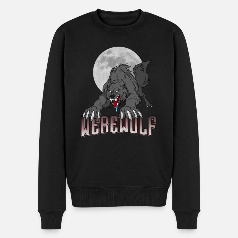 Werwolf Monster Halloween Vollmond Geschenkidee - Männer Premium Bio Pullover - Schwarz