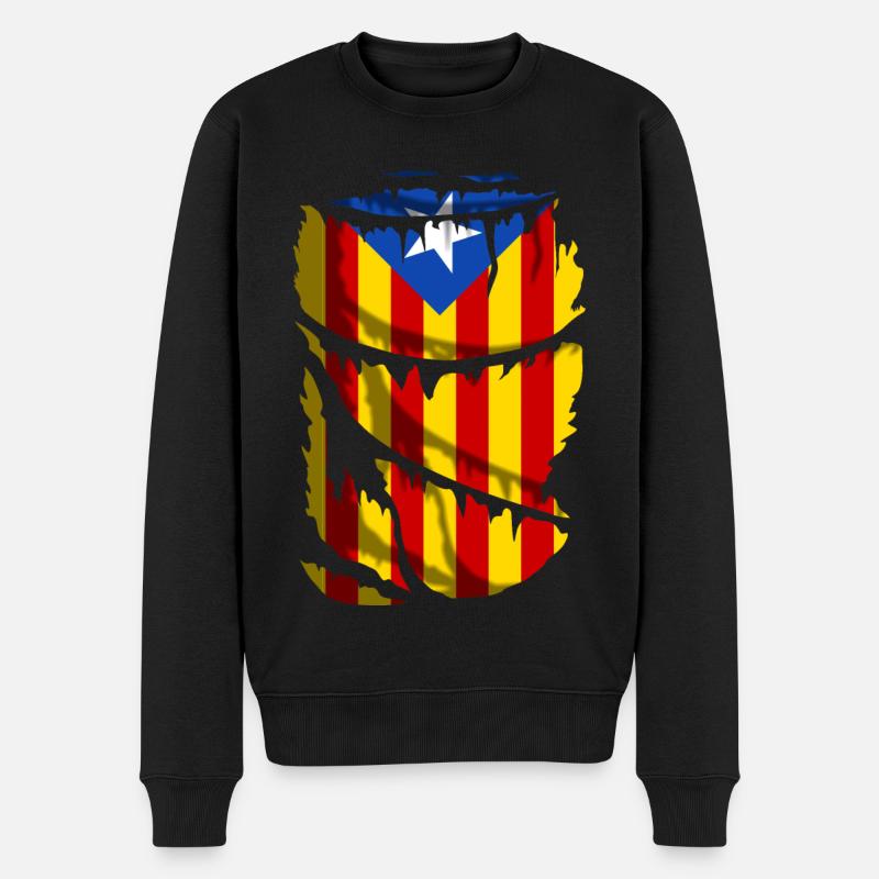 Unabhängigkeitsflagge von Katalonien. Die Estelada - Männer Premium Bio Pullover - Schwarz