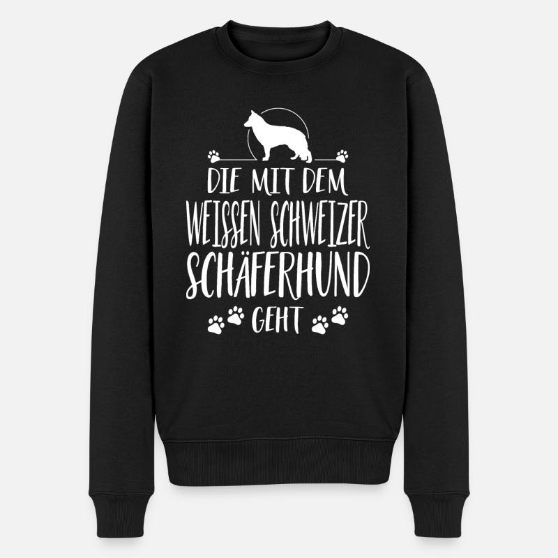 DIE MIT WEISSEN SCHWEIZER SCHÄFERHUND GEHT Hunde - Männer Premium Bio Pullover - Schwarz