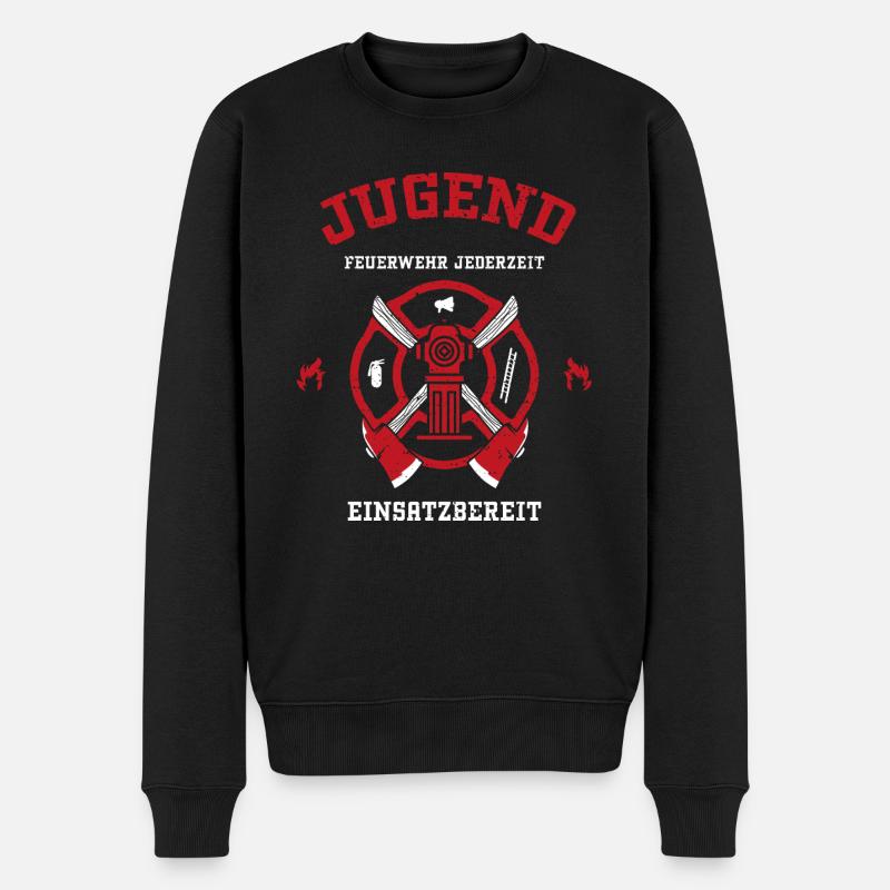 Jugend Feuerwehr Jederzeit Einsa... - Männer Premium Bio Pullover - Schwarz