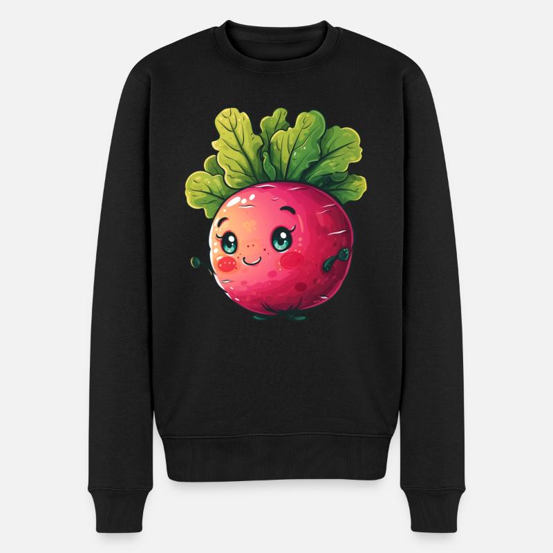 Radis style bande dessinée heureux - Pull Premium bio Homme - noir