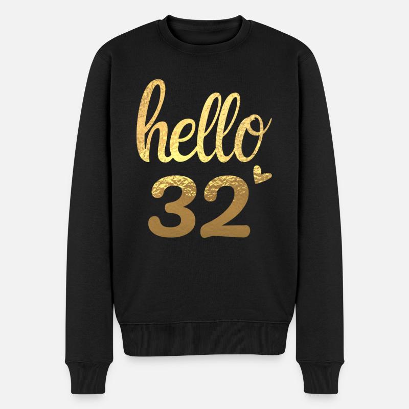 Hallo 32 gold - Männer Premium Bio Pullover - Schwarz