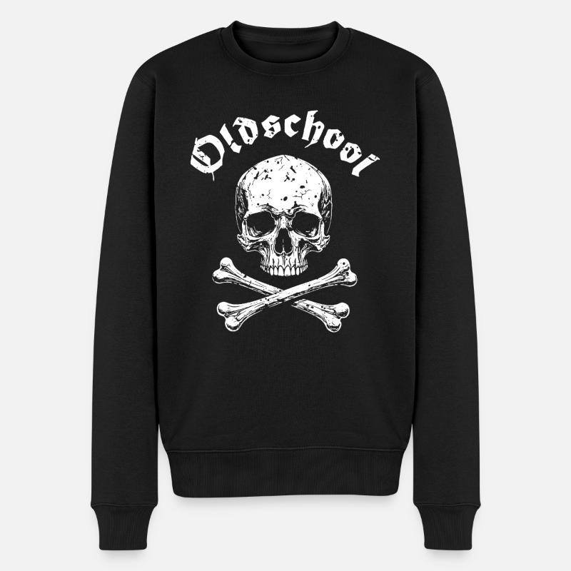 OLDSCHOOL SKULL Piraten Logo - Männer Premium Bio Pullover - Schwarz