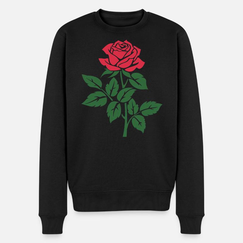 Rose - Männer Premium Bio Pullover - Schwarz