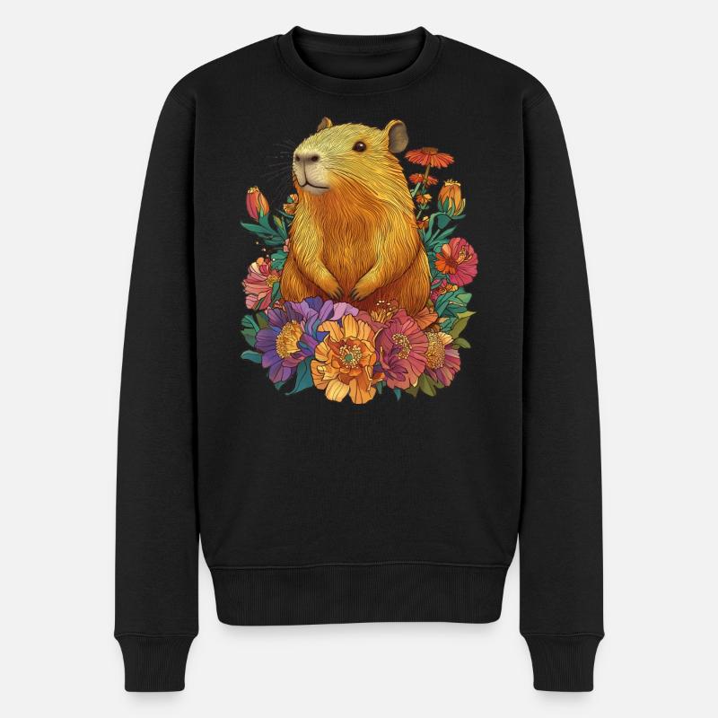 Fleurs de capybara - Pull Premium bio Homme - noir