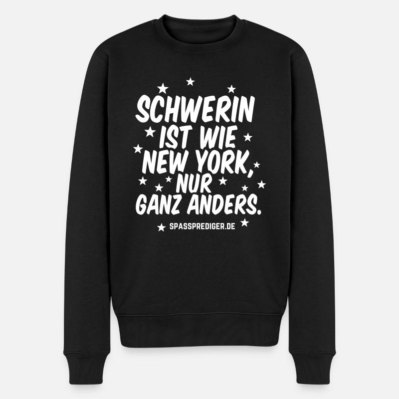 Schwerin ist wie New York - Männer Premium Bio Pullover - Schwarz