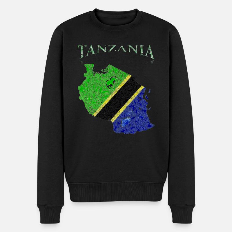 Carte drapeau de la Tanzanie - Pull Premium bio Homme - noir