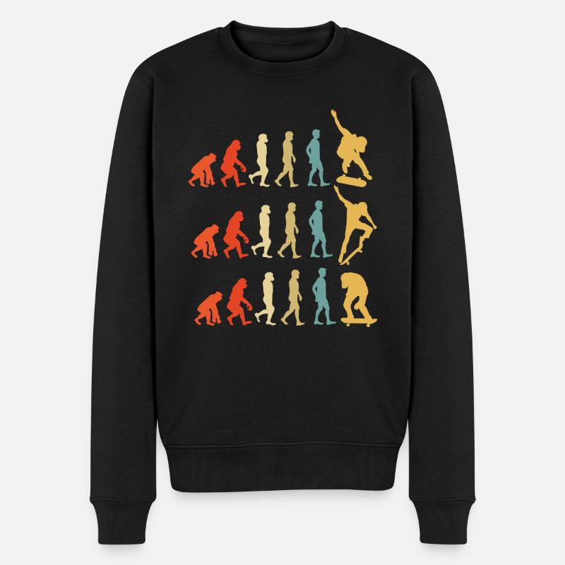 Skateboard Evolution Geschenk - Männer Premium Bio Pullover - Schwarz