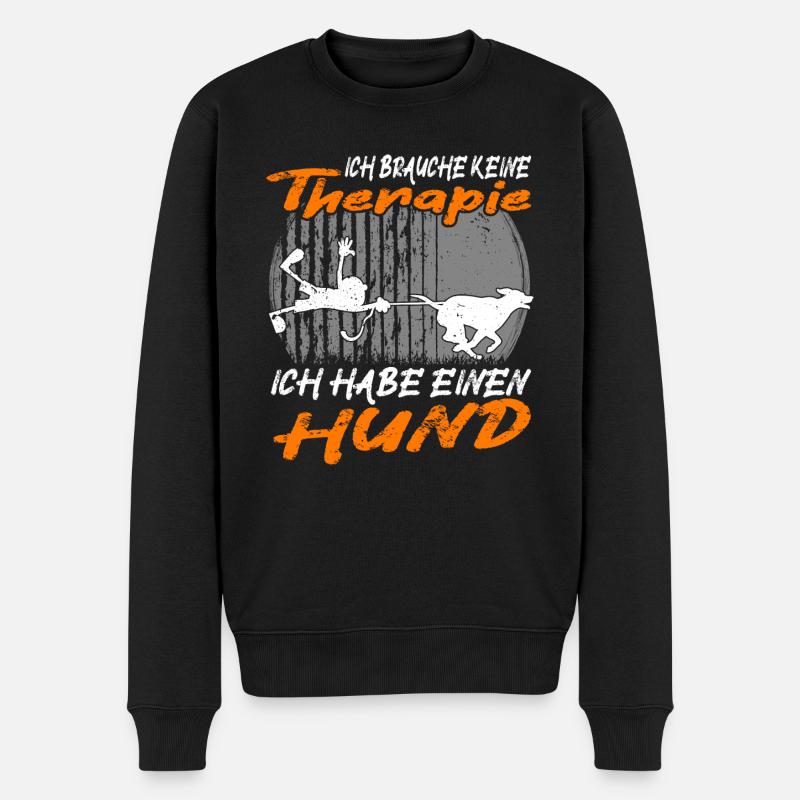 Ich brauche keine Therapie ich habe einen Hund - Männer Premium Bio Pullover - Schwarz