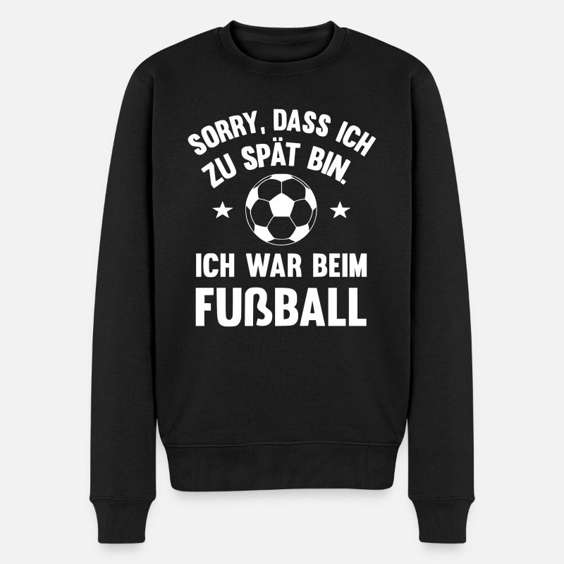 Ich war beim Fußball - Männer Premium Bio Pullover - Schwarz