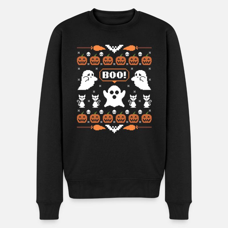 Halloween 8-Bit - Männer Premium Bio Pullover - Schwarz