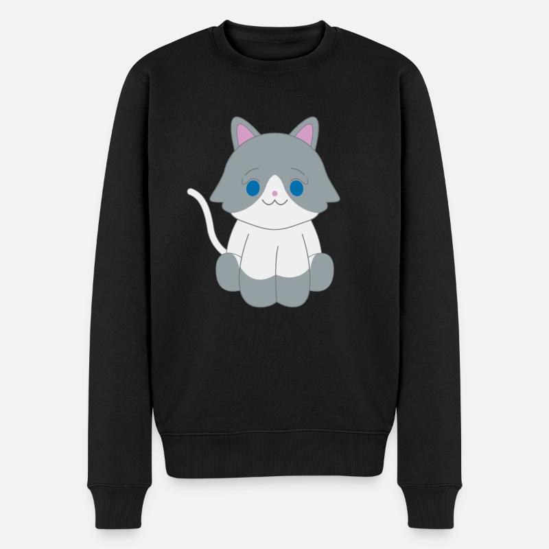 Chat gris et blanc - Pull Premium bio Homme - noir