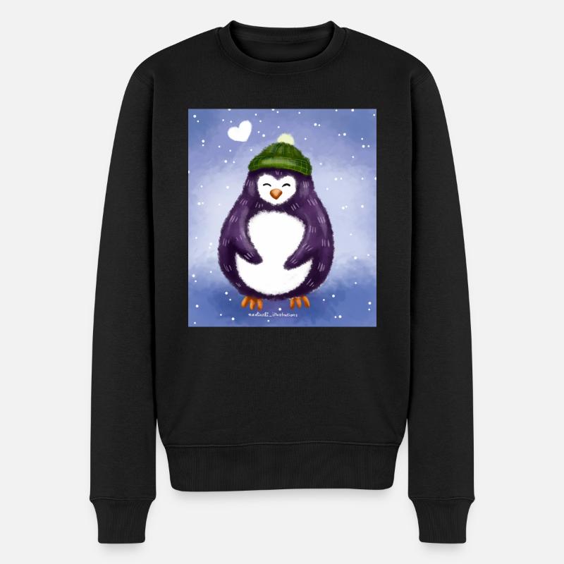 Winter Pinguin - Männer Premium Bio Pullover - Schwarz