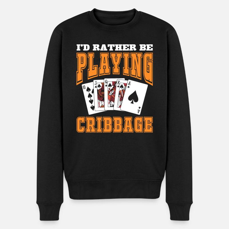 I'd rather be playing cribbage - Men's Premium Organic Jumper - black