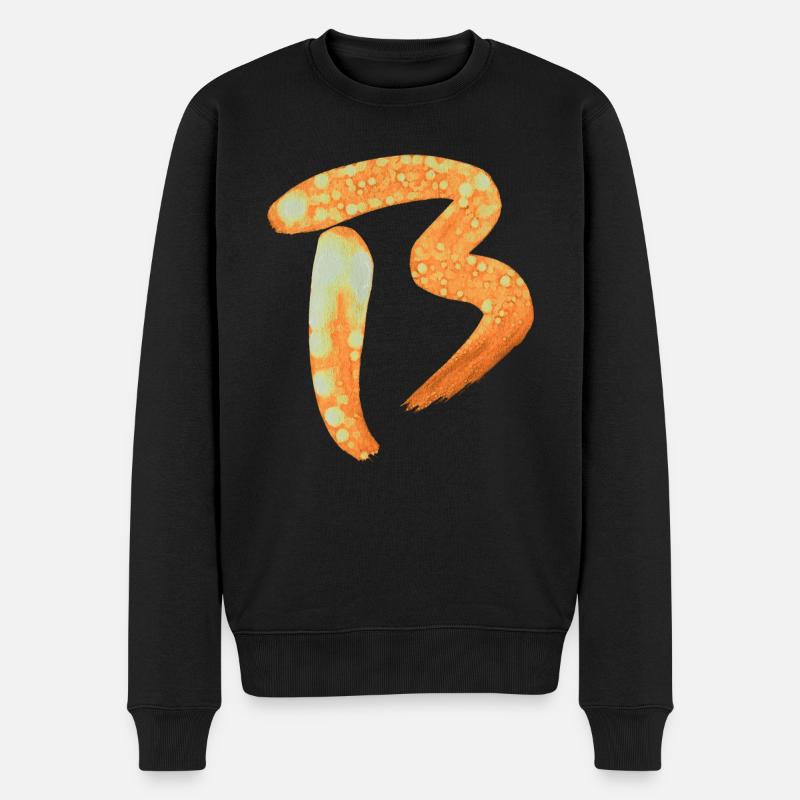 B - Aquarell - Männer Premium Bio Pullover - Schwarz