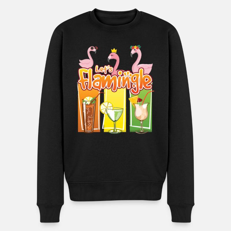 Lets Flamingle Awesome Flamingo Bird - Männer Premium Bio Pullover - Schwarz