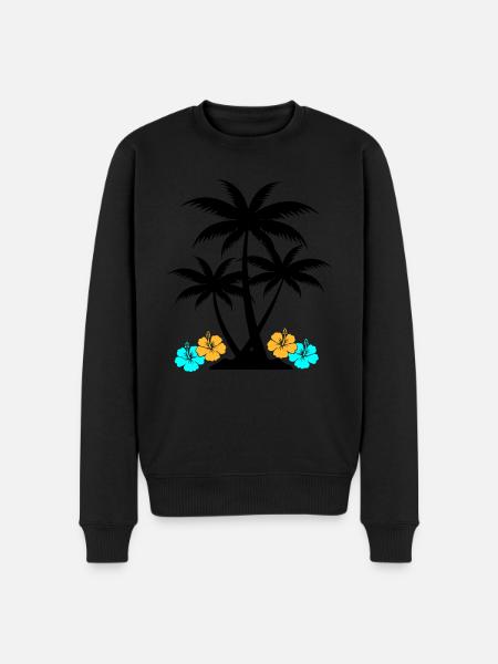 Palm hibiscus - Men's Premium Organic Jumper - black