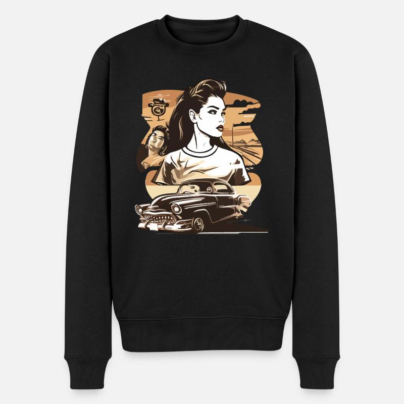 VALEEWEAR - Ein Muscle-Car im Vintage-Stil - Männer Premium Bio Pullover - Schwarz