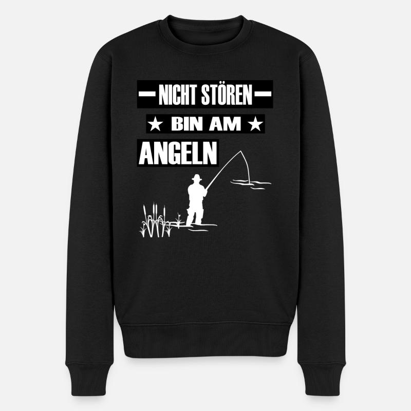 Angeln - Männer Premium Bio Pullover - Schwarz