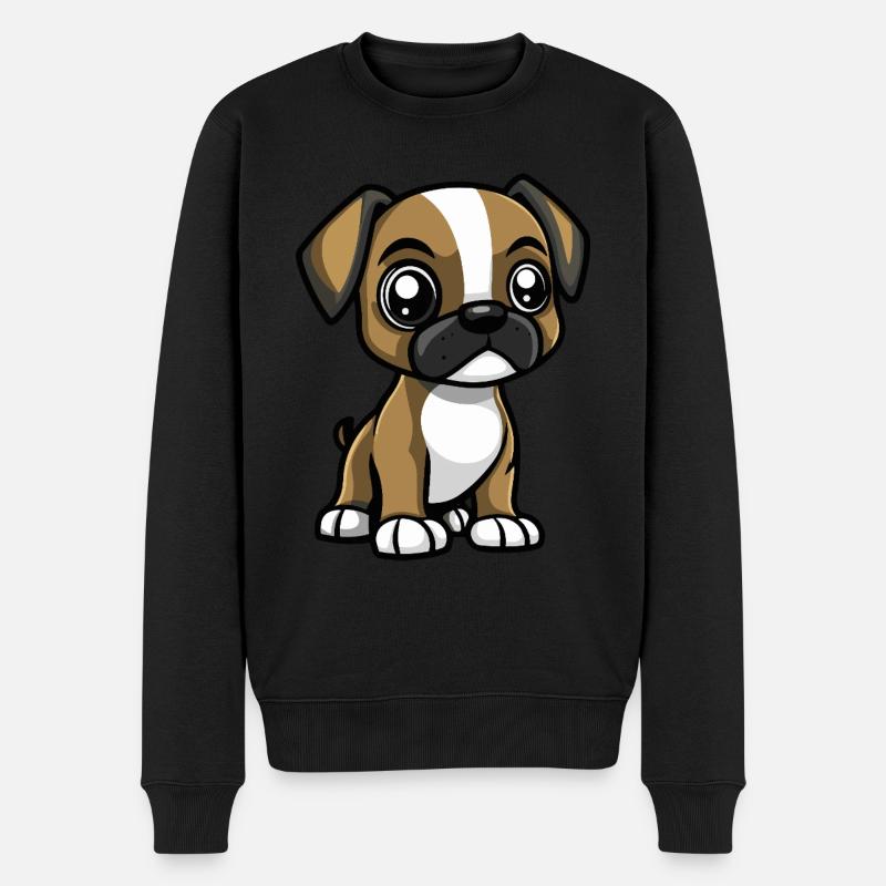 Boxer Hund Niedlich - Männer Premium Bio Pullover - Schwarz