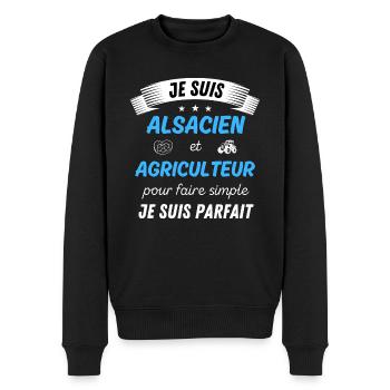 Je suis alsacien et agriculteur je suis parfait - Pull Premium bio Homme - noir - Devant - Nico (187cm)