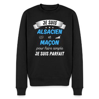 Je suis alsacien et maçon je suis parfait - Pull Premium bio Homme - noir - Devant - Nico (187cm)