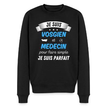 Je suis vosgien et medecin je suis parfait - Pull Premium bio Homme - noir - Devant - Nico (187cm)