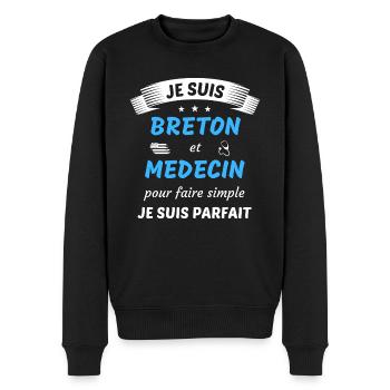 Je suis breton et medecin je suis parfait - Pull Premium bio Homme - noir - Devant - Nico (187cm)
