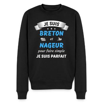 Je suis breton et nageur je suis parfait - Pull Premium bio Homme - noir - Devant - Nico (187cm)