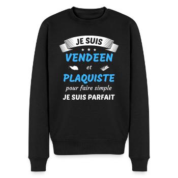 Je suis vendéen et plaquiste je suis parfait - Pull Premium bio Homme - noir - Devant - Nico (187cm)