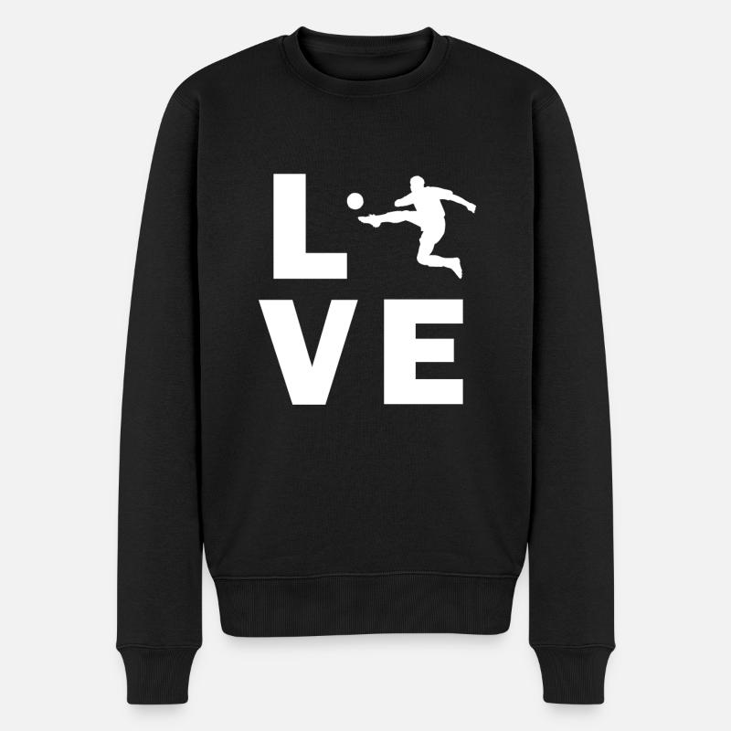 Love Fußball - Männer Premium Bio Pullover - Schwarz