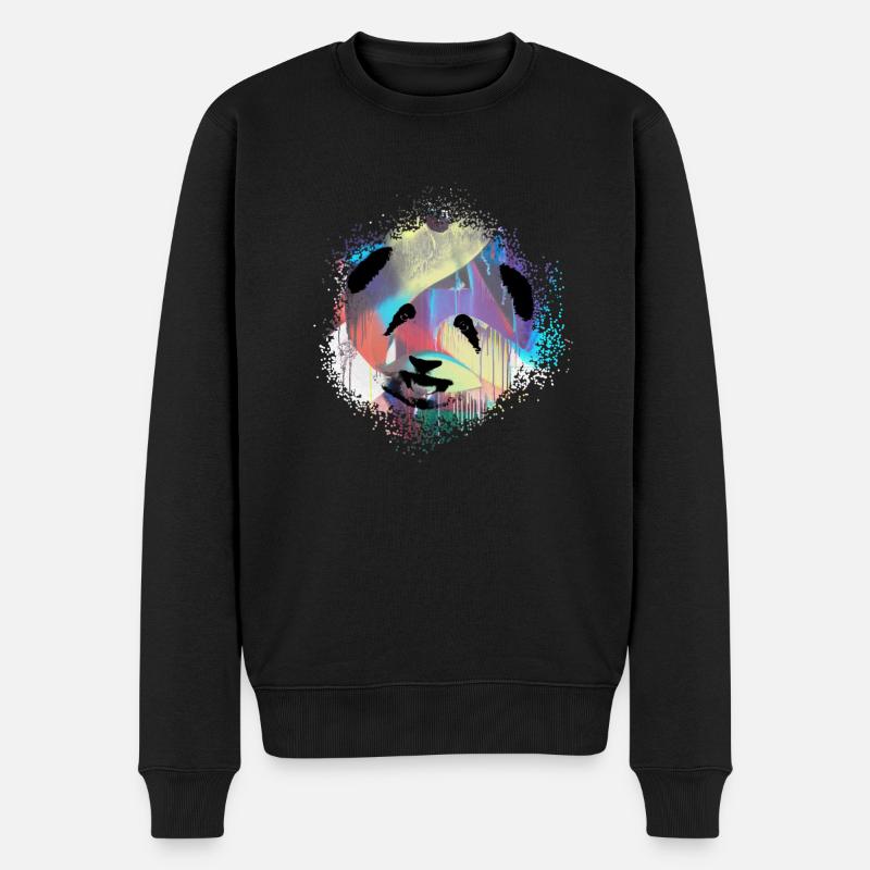 Panda,pandabär,bär, Graffiti,bunt - Männer Premium Bio Pullover - Schwarz