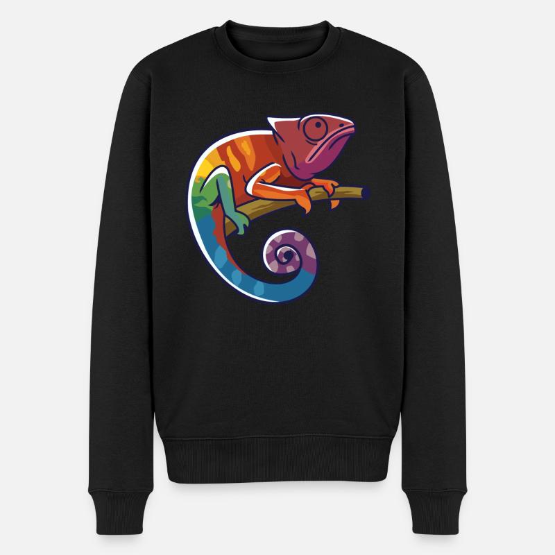 Chamäleon Farbenfroh - Männer Premium Bio Pullover - Schwarz