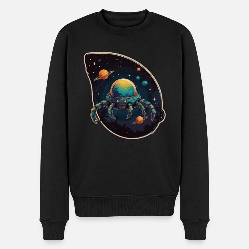 Krabbenraumschiff im Weltall mit Planeten - Männer Premium Bio Pullover - Schwarz