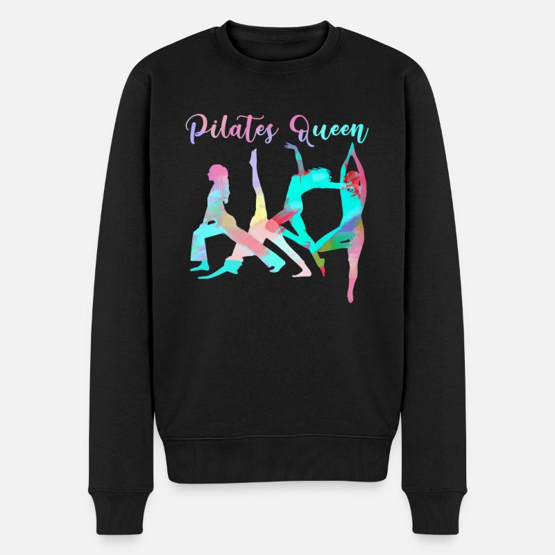 pilates queen,pilates,sport,yoga,aquarell,pastell - Männer Premium Bio Pullover - Schwarz
