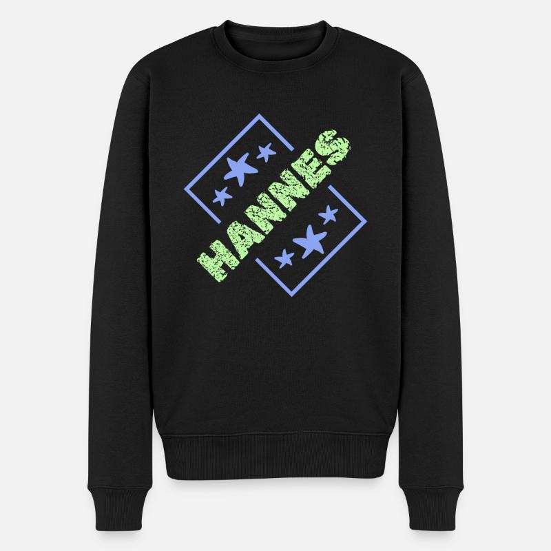 Vorname Hannes - Männer Premium Bio Pullover - Schwarz