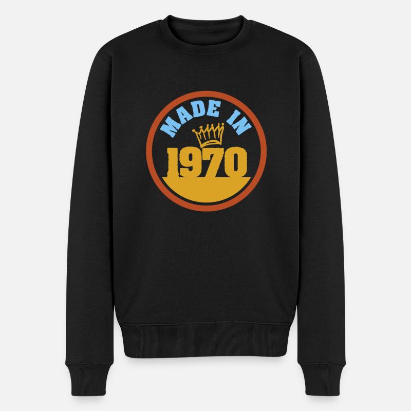 Jahr 1970 - Männer Premium Bio Pullover - Schwarz