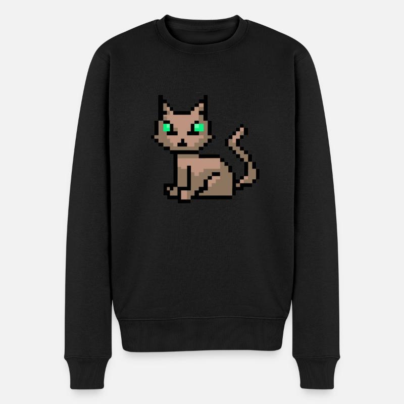 Cat Pixelart Pixels - Pull Premium bio Homme - noir
