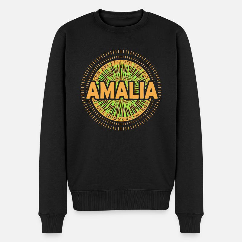 Frau für Amalia Geschenkidee Name - Männer Premium Bio Pullover - Schwarz