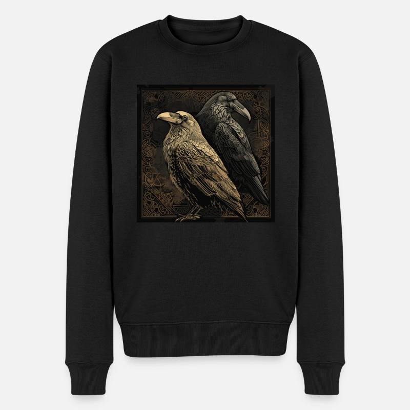 Odins Raben Hugin Munin Asatru Heidentum - Männer Premium Bio Pullover - Schwarz