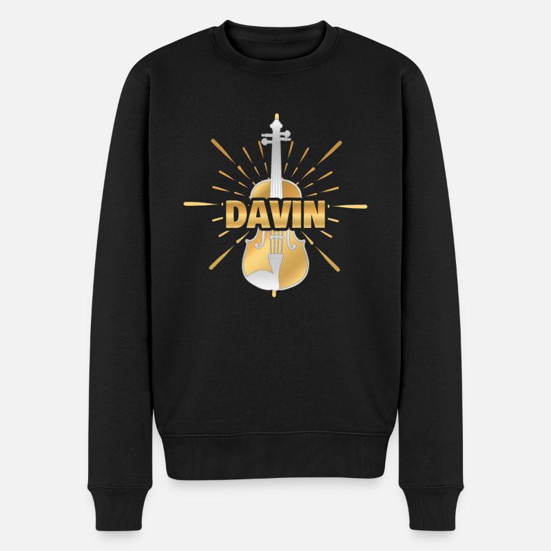 Geschenk für Davin - Männer Premium Bio Pullover - Schwarz