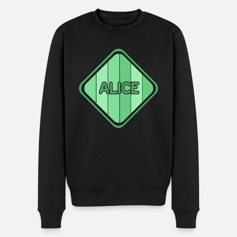Mädchen Alice - Männer Premium Bio Pullover - Schwarz