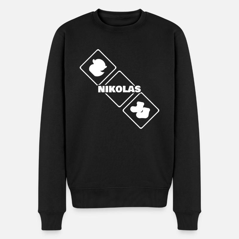 Nikolas - Männer Premium Bio Pullover - Schwarz