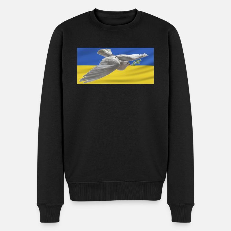 Peace Ukraine - Männer Premium Bio Pullover - Schwarz