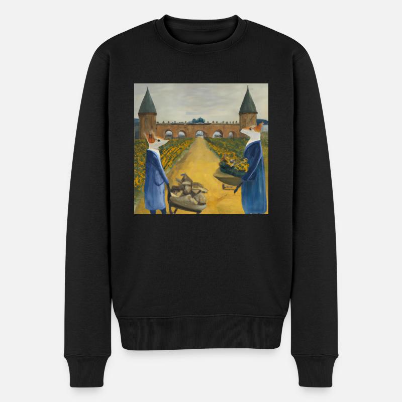 Renards à la van Gogh - Pull Premium bio Homme - noir