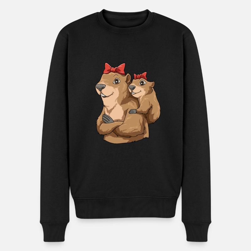 Murmeltier Mama - Männer Premium Bio Pullover - Schwarz