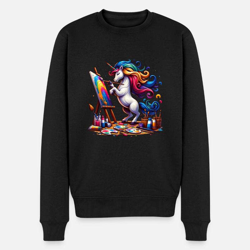 Maler Einhorn Kunst für einen Frauen, Mädchen und - Männer Premium Bio Pullover - Schwarz