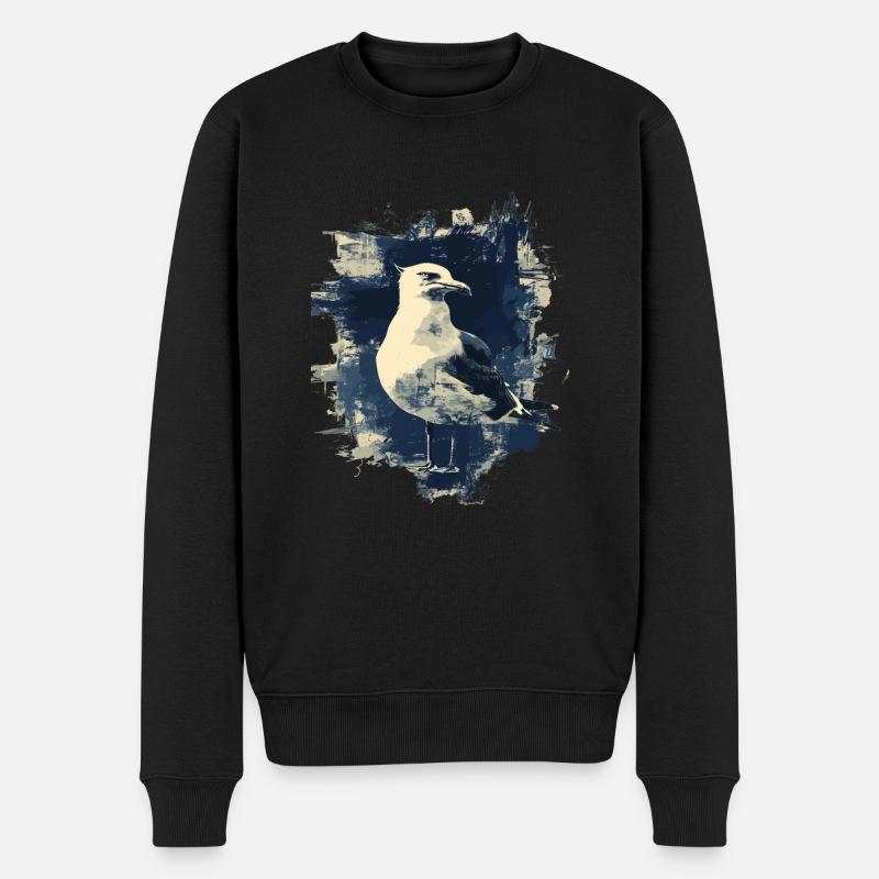 Vintage Seemöwe Nautischer Vogel - Männer Premium Bio Pullover - Schwarz